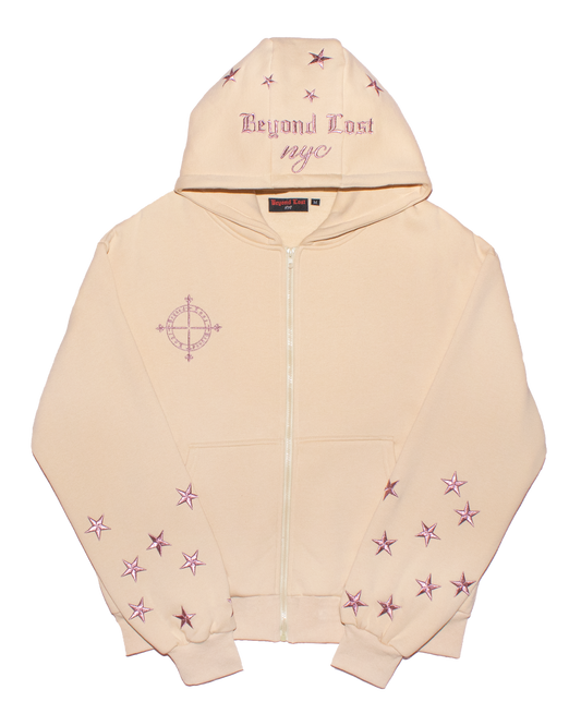 NEW! Champagne Stars Zip Up Hoodie: Western Edit w/ Metallic Embroidery