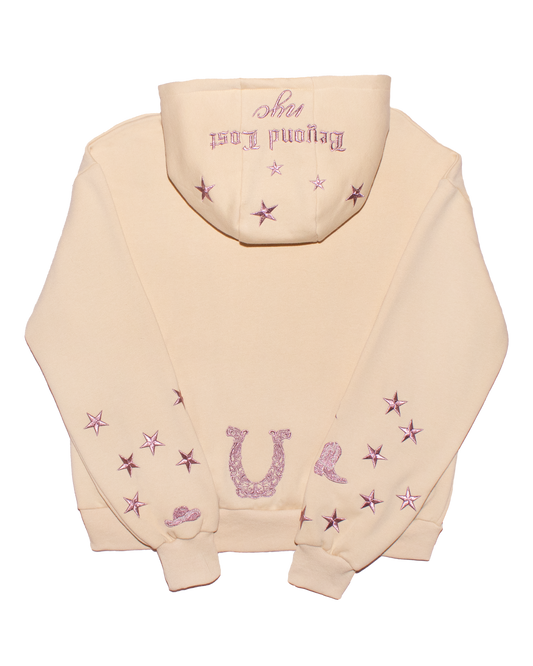 NEW! Champagne Stars Zip Up Hoodie: Western Edit w/ Metallic Embroidery