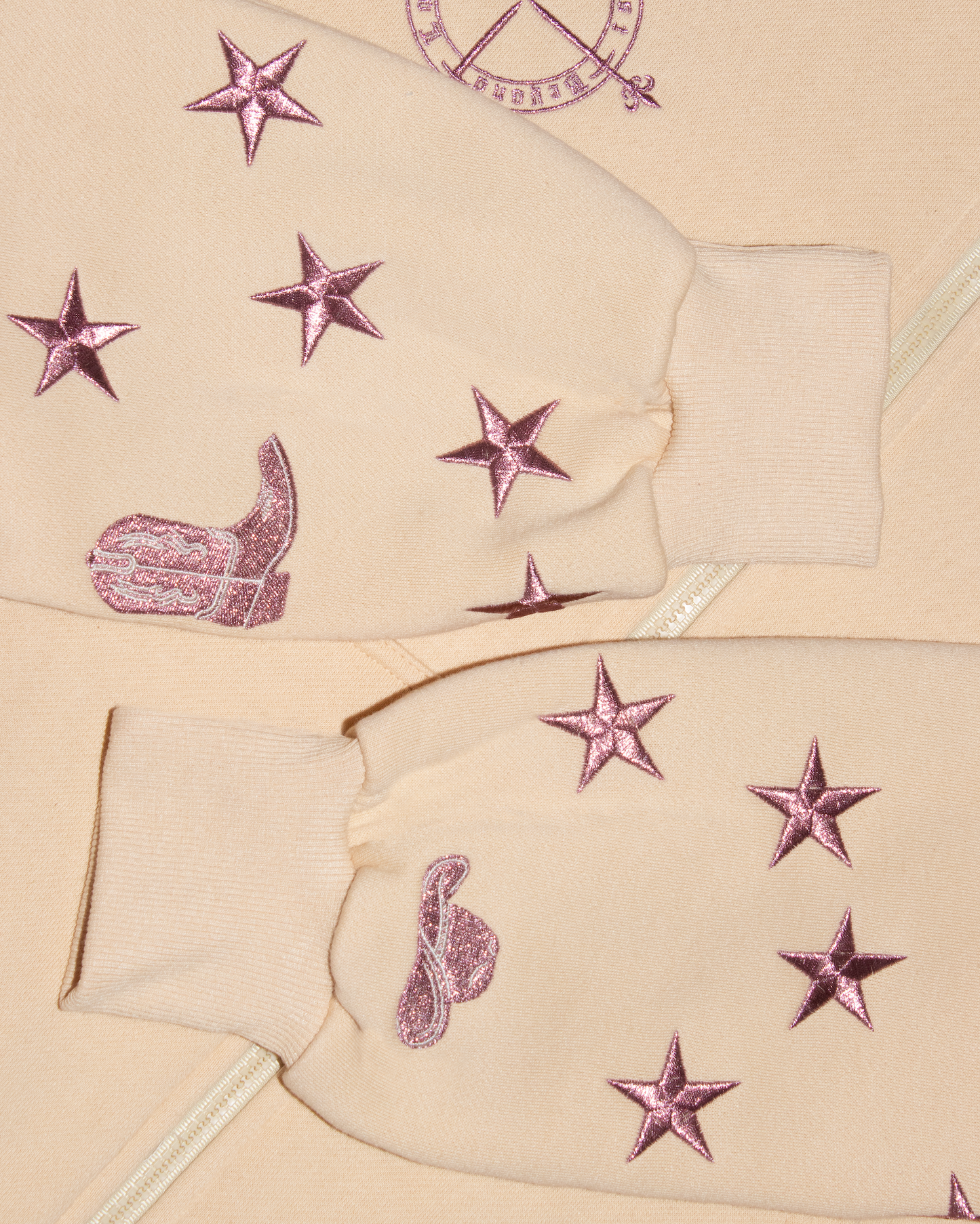 NEW! Champagne Stars Zip Up Hoodie: Western Edit w/ Metallic Embroidery