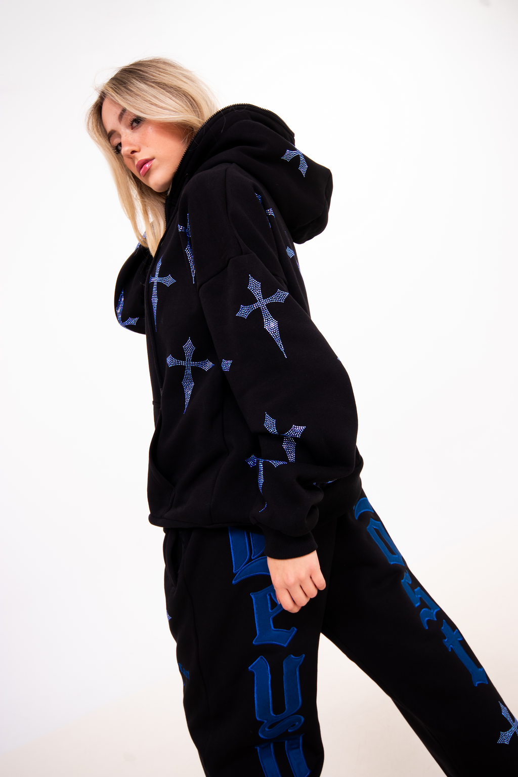 NEW! Black & Blue: Crystal Dagger Sweatpants