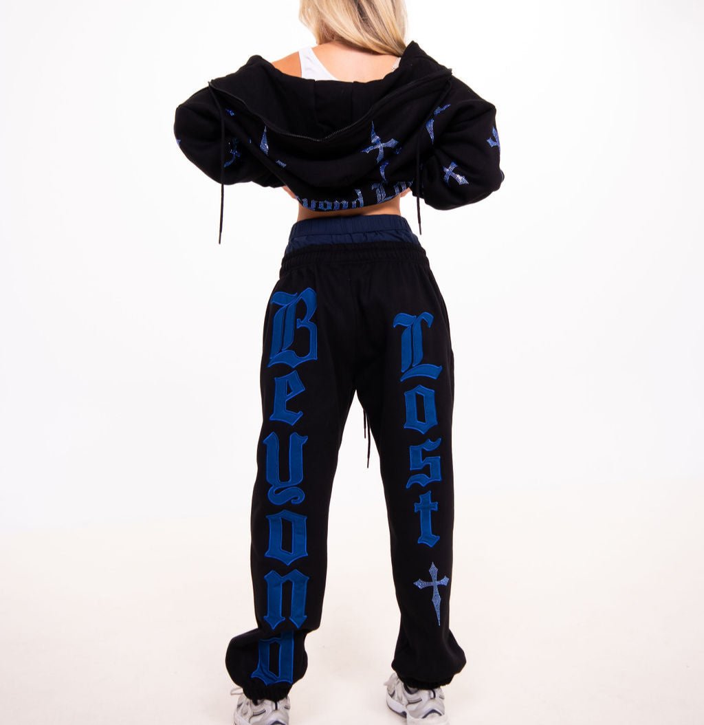 NEW! Black & Blue: Crystal Dagger Sweatpants