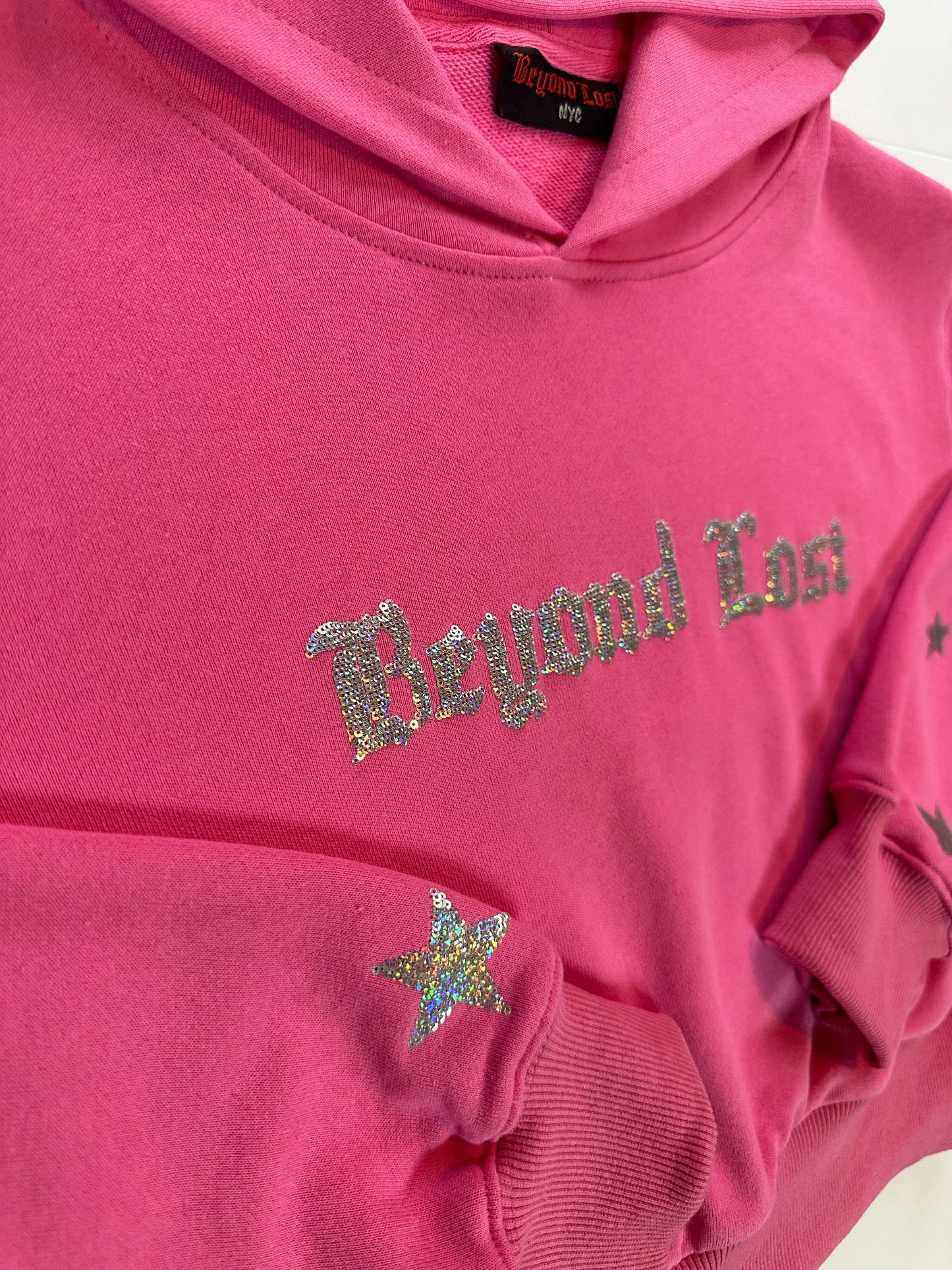 Pink Crop Hoodie w/ Disco Sequins! Y2K Inspired. True to Size. Limited Edition!