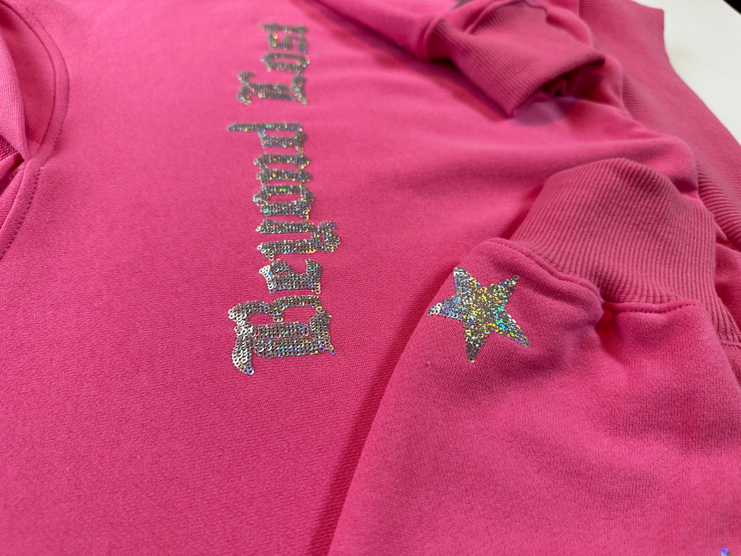 Pink Crop Hoodie w/ Disco Sequins! Y2K Inspired. True to Size. Limited Edition!