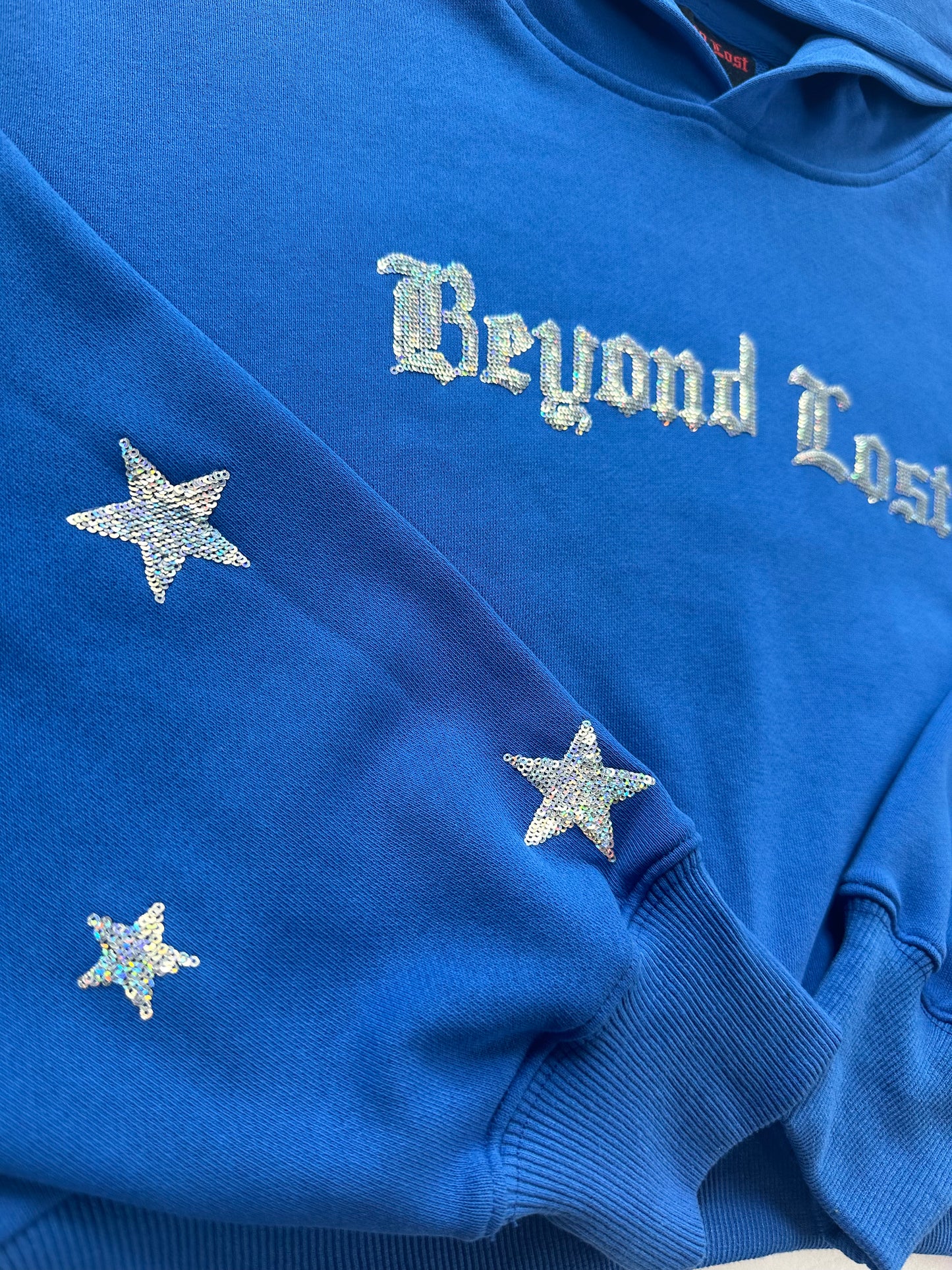 Royal Blue Crop Hoodie w/ Iridescent Sequins. Y2K Inspired. True to Size. Limited Edition!