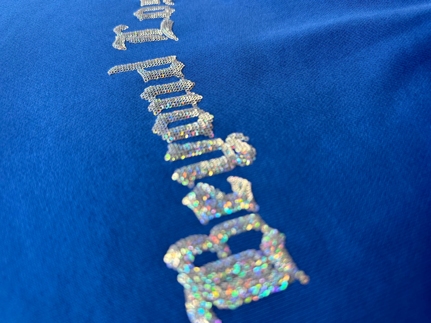 Royal Blue Crop Hoodie w/ Iridescent Sequins. Y2K Inspired. True to Size. Limited Edition!