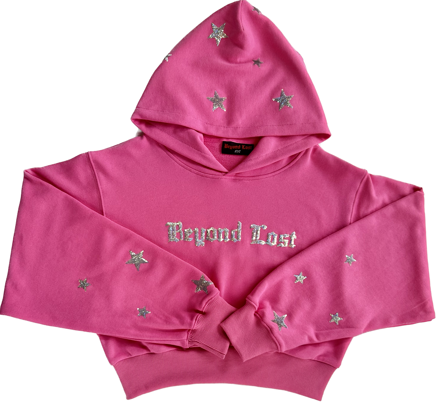 Pink Crop Hoodie w/ Disco Sequins! Y2K Inspired. True to Size. Limited Edition!