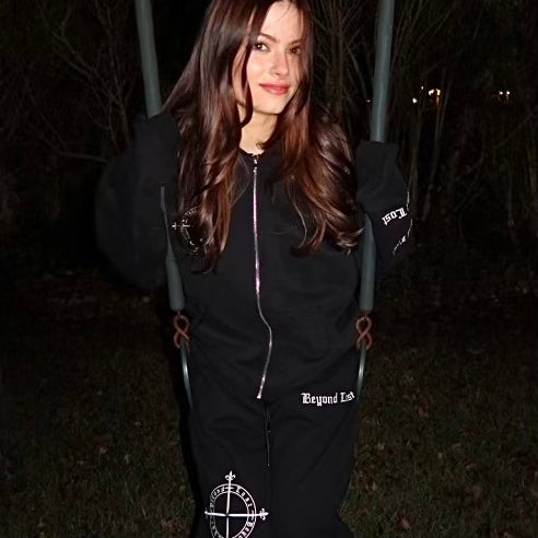 Black Glow Zip Up Hoodie: Glow in the Dark Embroidery