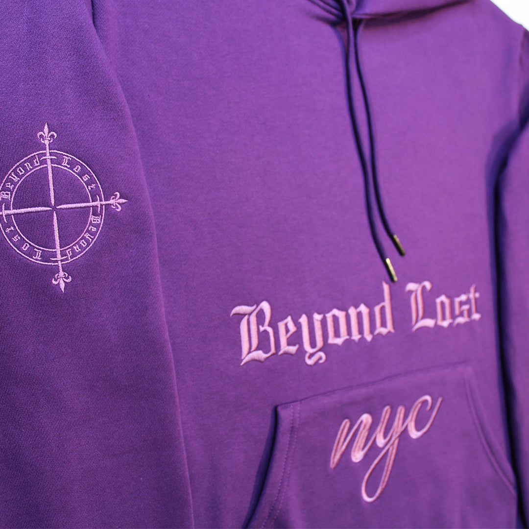 Ultra Violet Oversized Pullover Hoodie: Violet Metallic Embroidery